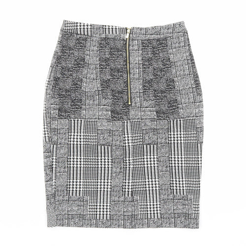 H&M Womens Black Plaid Polyester Straight & Pencil Skirt Size 6 Zip