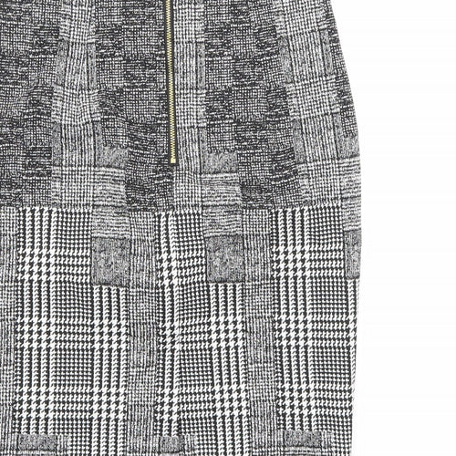 H&M Womens Black Plaid Polyester Straight & Pencil Skirt Size 6 Zip
