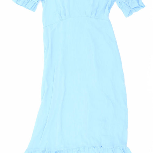 Finery Womens Blue Polyester Maxi Size 10 Round Neck Button
