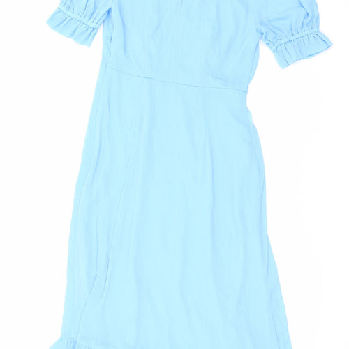 Finery Womens Blue Polyester Maxi Size 10 Round Neck Button