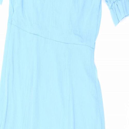 Finery Womens Blue Polyester Maxi Size 10 Round Neck Button