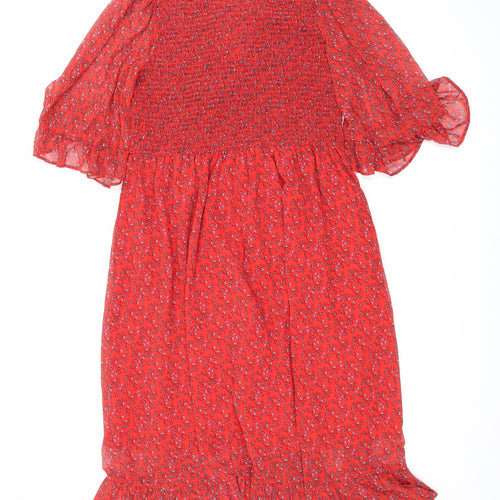 Finery Womens Red Floral Polyester Maxi Size 18 Mock Neck Pullover