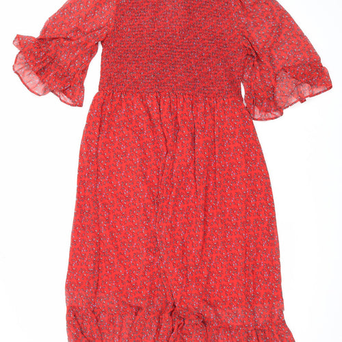 Finery Womens Red Floral Polyester Maxi Size 18 Mock Neck Pullover