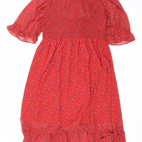 Finery Womens Red Floral Polyester Maxi Size 18 Mock Neck Pullover