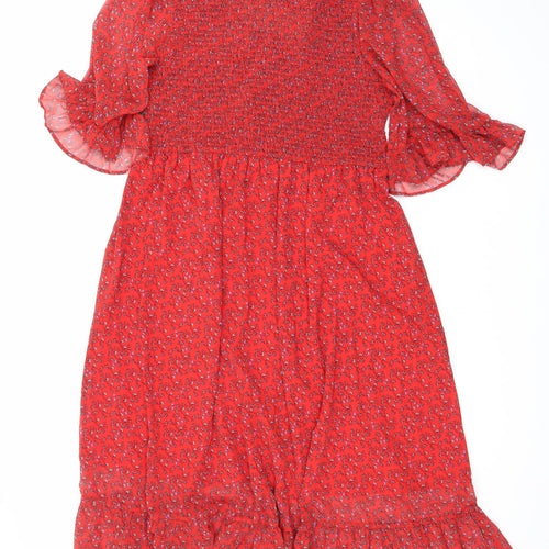 Finery Womens Red Floral Polyester Maxi Size 18 Mock Neck Pullover