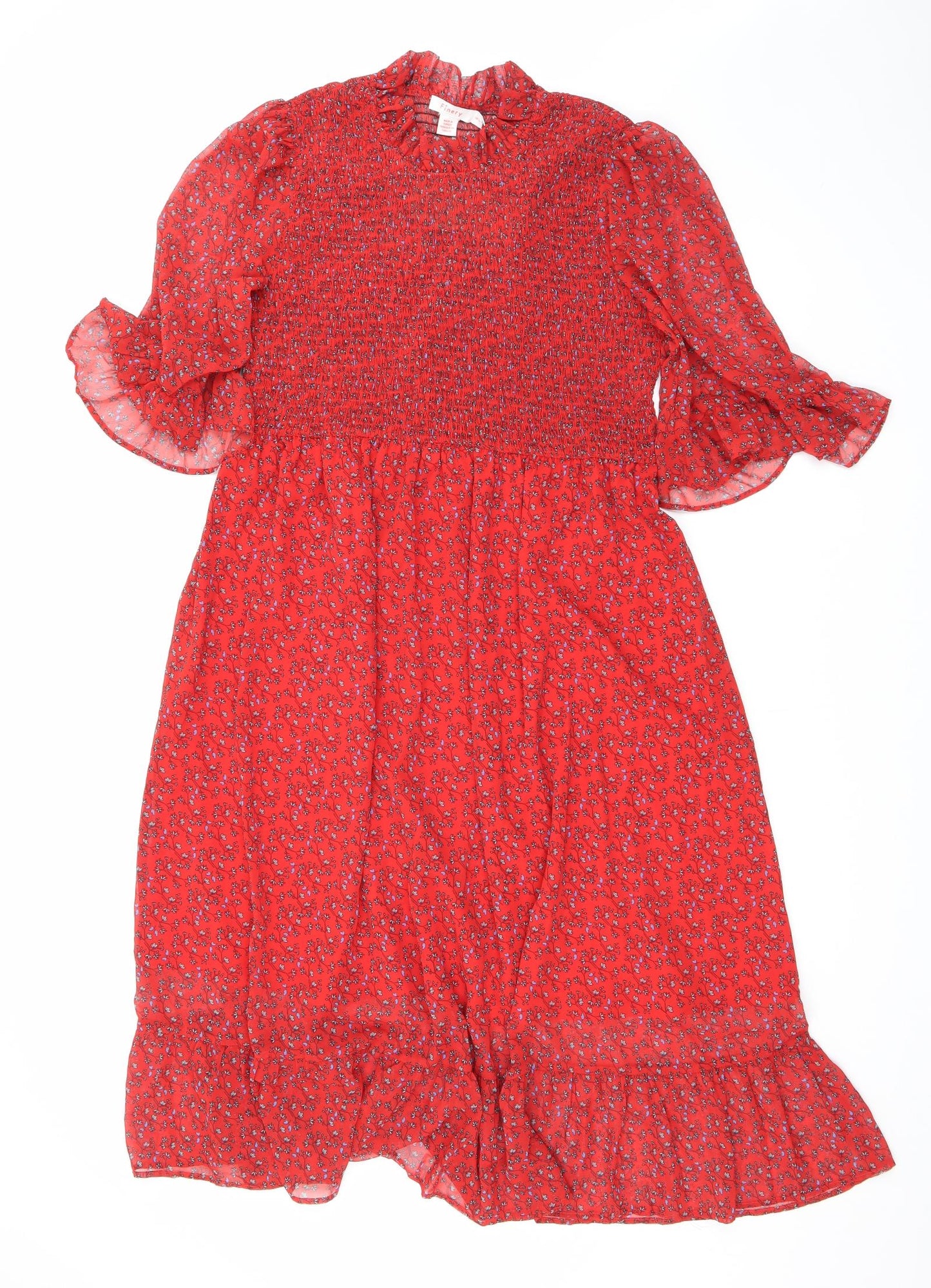 Finery Womens Red Floral Polyester Maxi Size 18 Mock Neck Pullover