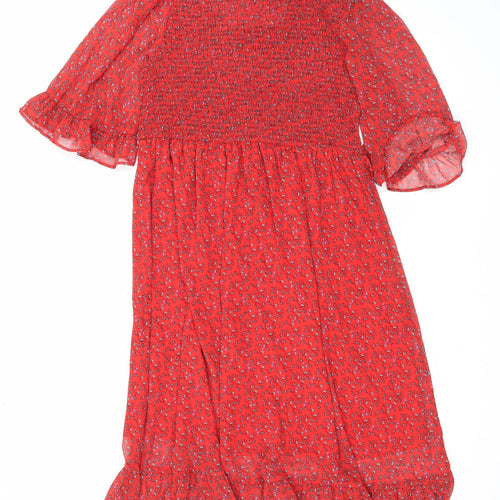 Finery Womens Red Floral Polyester Maxi Size 18 Mock Neck Pullover