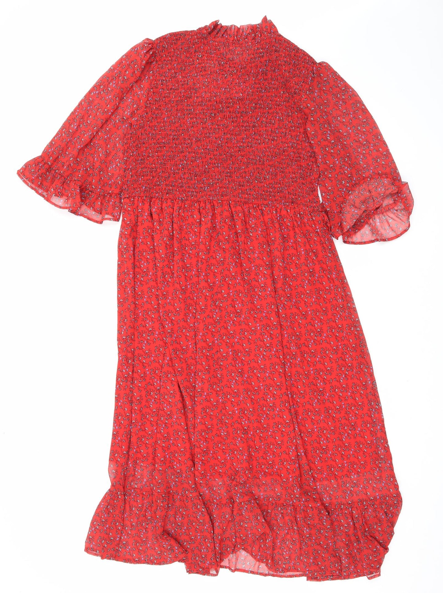 Finery Womens Red Floral Polyester Maxi Size 18 Mock Neck Pullover