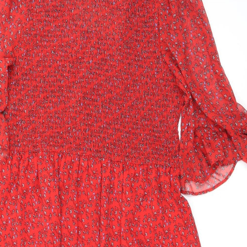 Finery Womens Red Floral Polyester Maxi Size 18 Mock Neck Pullover