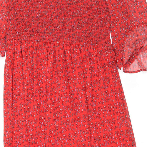 Finery Womens Red Floral Polyester Maxi Size 18 Mock Neck Pullover