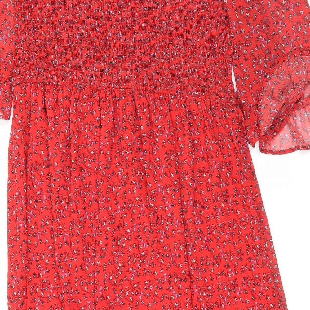 Finery Womens Red Floral Polyester Maxi Size 18 Mock Neck Pullover