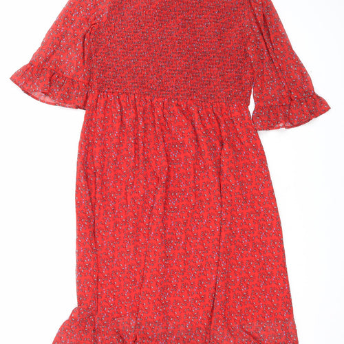 Finery Womens Red Floral Polyester Maxi Size 18 Mock Neck Pullover