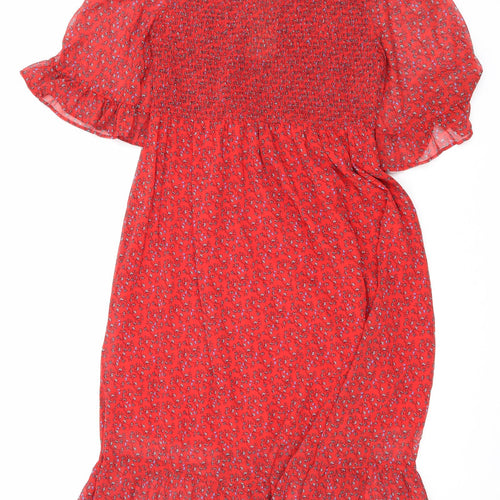 Finery Womens Red Floral Polyester Maxi Size 16 Mock Neck Pullover