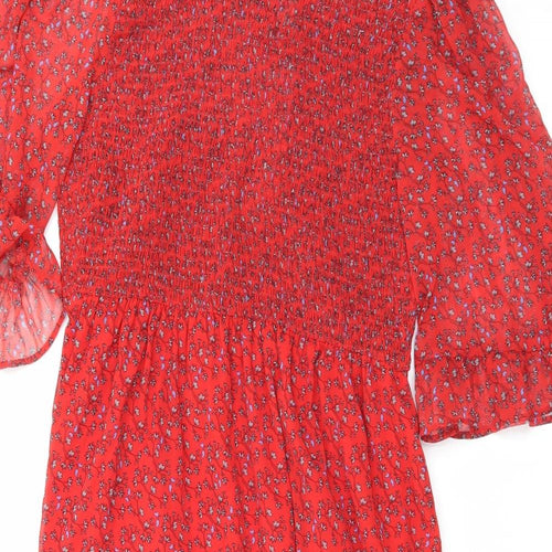 Finery Womens Red Floral Polyester Maxi Size 16 Mock Neck Pullover