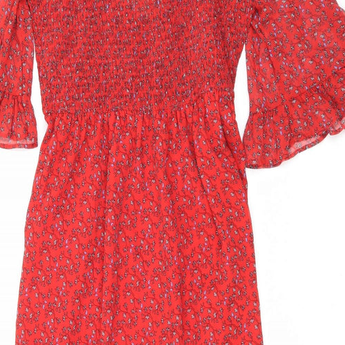 Finery Womens Red Floral Polyester Maxi Size 16 Mock Neck Pullover