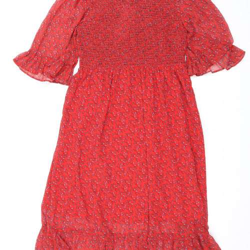 Finery Womens Red Floral Polyester Maxi Size 16 Mock Neck Pullover