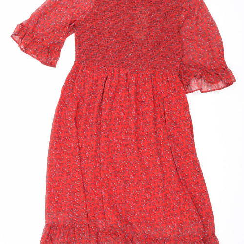 Finery Womens Red Floral Polyester Maxi Size 16 Mock Neck Pullover