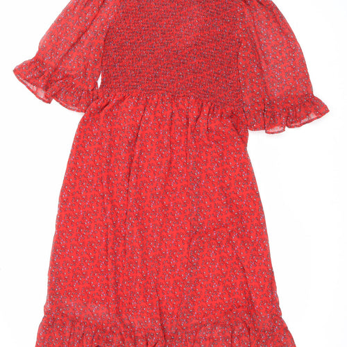 Finery Womens Red Floral Polyester Maxi Size 16 Mock Neck Pullover