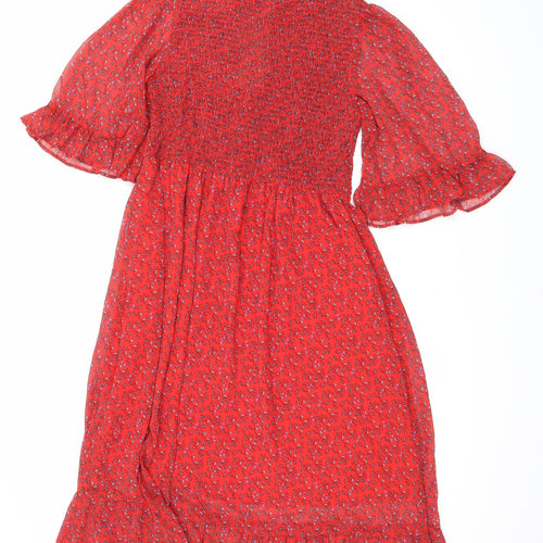 Finery Womens Red Floral Polyester Maxi Size 16 Mock Neck Pullover