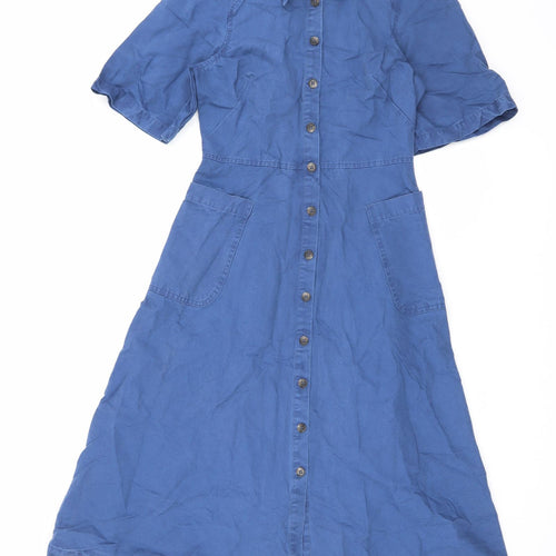 Finery Womens Blue Cotton Maxi Size 8 Collared Button