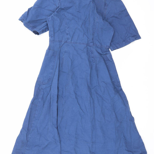 Finery Womens Blue Cotton Maxi Size 8 Collared Button