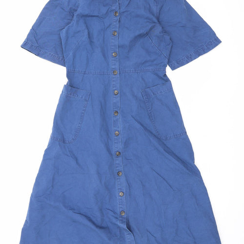 Finery Womens Blue Cotton Maxi Size 8 Collared Button