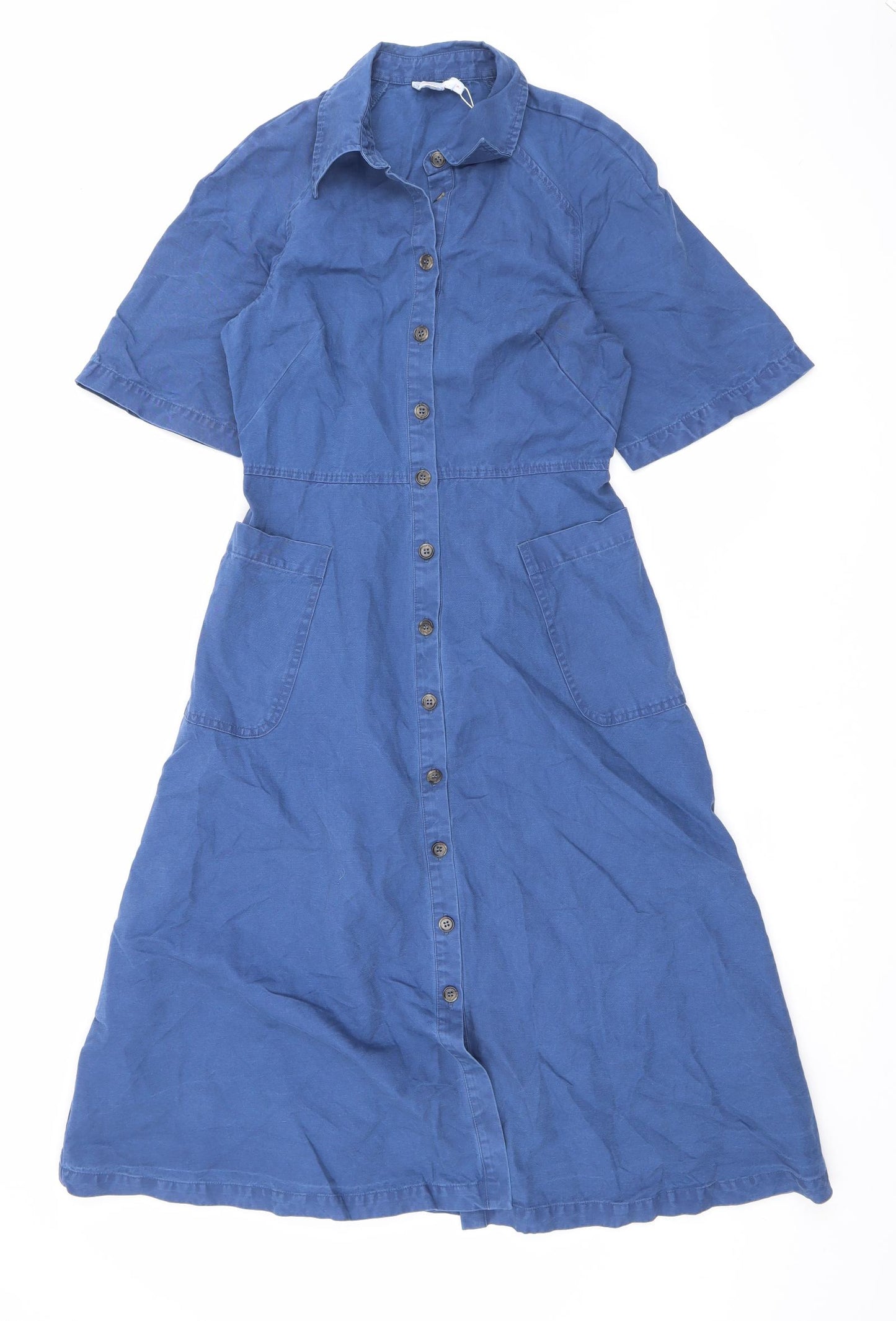 Finery Womens Blue Cotton Maxi Size 8 Collared Button