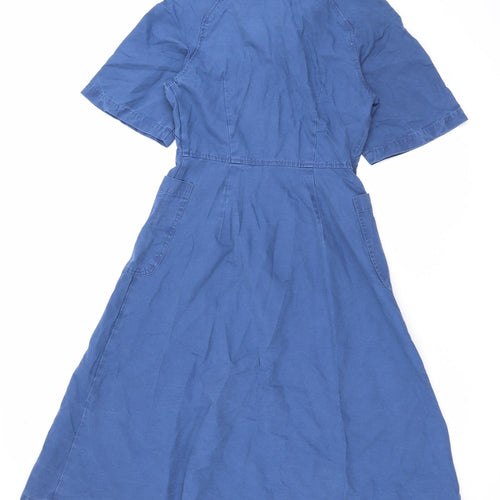 Finery Womens Blue Cotton Maxi Size 8 Collared Button