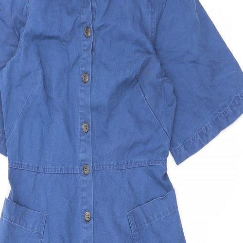 Finery Womens Blue Cotton Maxi Size 8 Collared Button