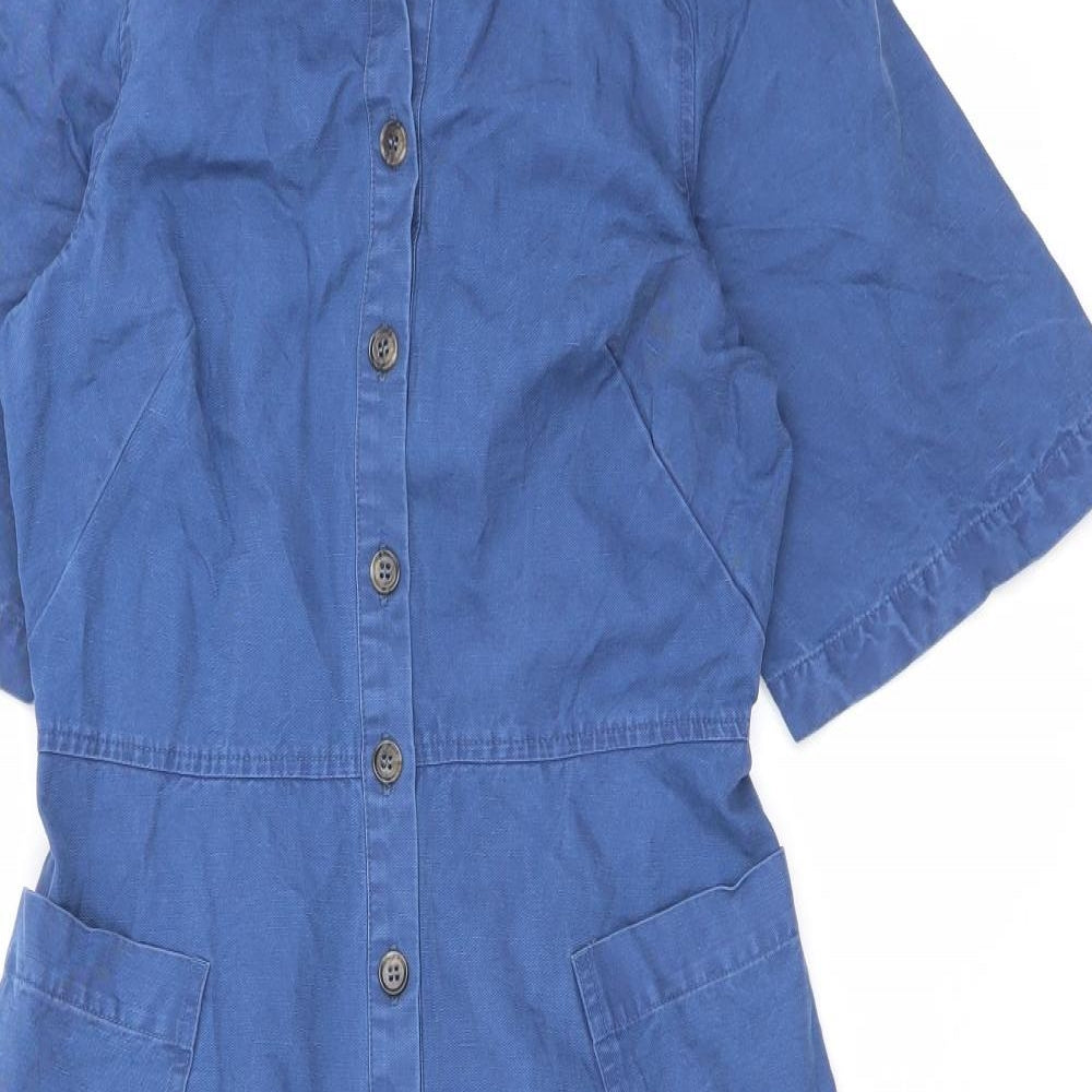 Finery Womens Blue Cotton Maxi Size 8 Collared Button