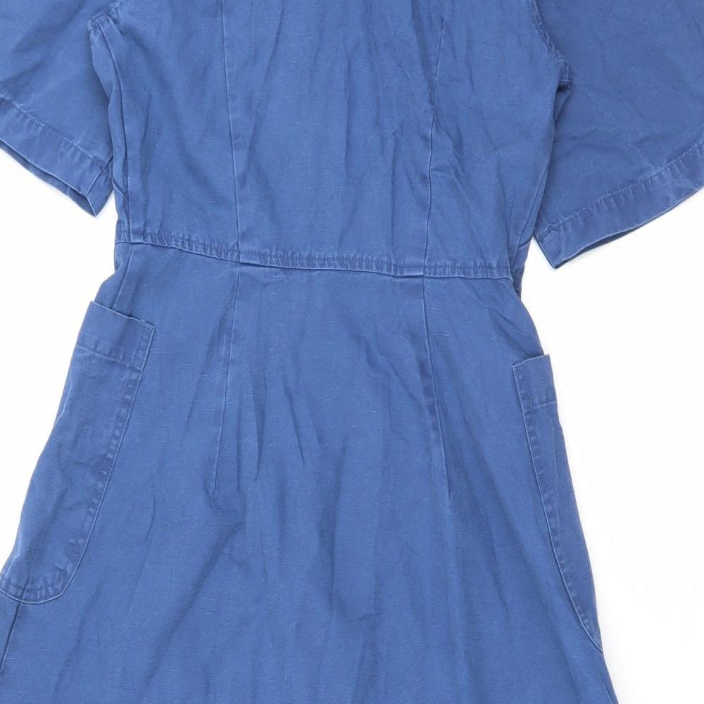 Finery Womens Blue Cotton Maxi Size 8 Collared Button