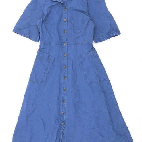 Finery Womens Blue Cotton Maxi Size 8 Collared Button