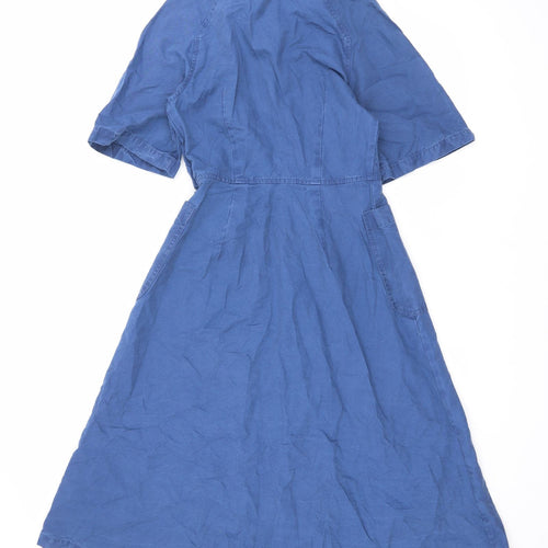 Finery Womens Blue Cotton Maxi Size 8 Collared Button