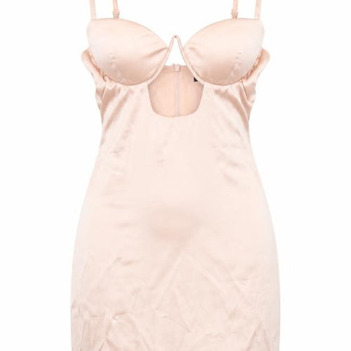 Love & Other Things Womens Beige Polyester Bodycon Size XS Sweetheart Zip