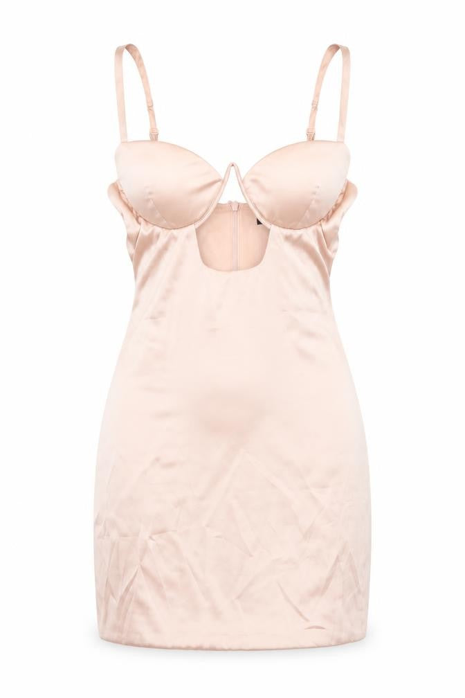 Love & Other Things Womens Beige Polyester Bodycon Size XS Sweetheart Zip