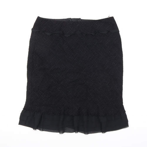 Impressions Womens Black Viscose Straight & Pencil Skirt Size 14 Zip