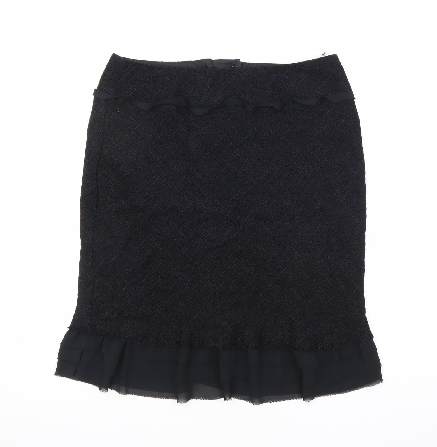 Impressions Womens Black Viscose Straight & Pencil Skirt Size 14 Zip