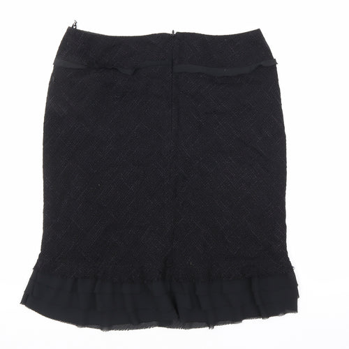 Impressions Womens Black Viscose Straight & Pencil Skirt Size 14 Zip