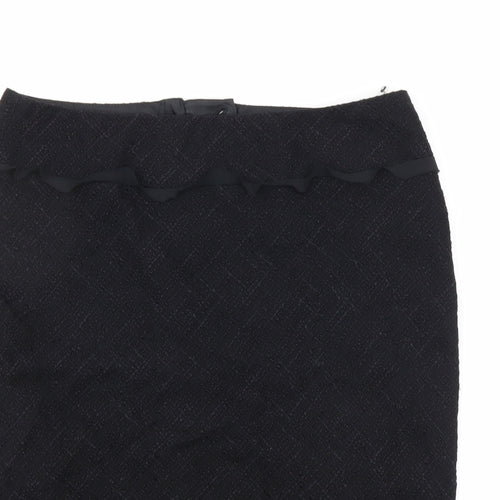Impressions Womens Black Viscose Straight & Pencil Skirt Size 14 Zip