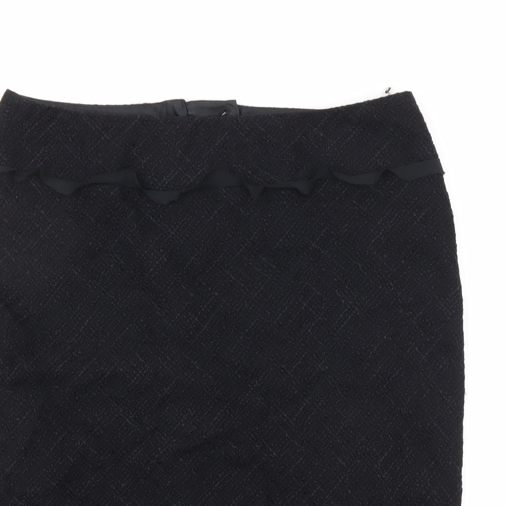 Impressions Womens Black Viscose Straight & Pencil Skirt Size 14 Zip