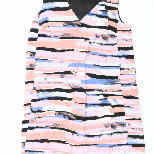 Oliver Bonas Womens Pink Geometric Viscose Tank Dress Size 10 V-Neck Pullover