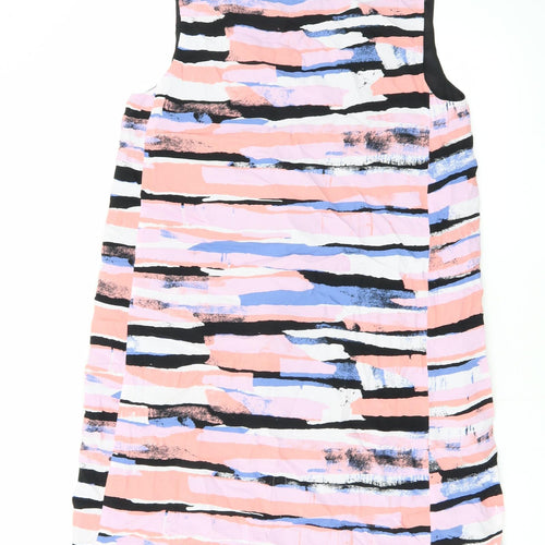 Oliver Bonas Womens Pink Geometric Viscose Tank Dress Size 10 V-Neck Pullover