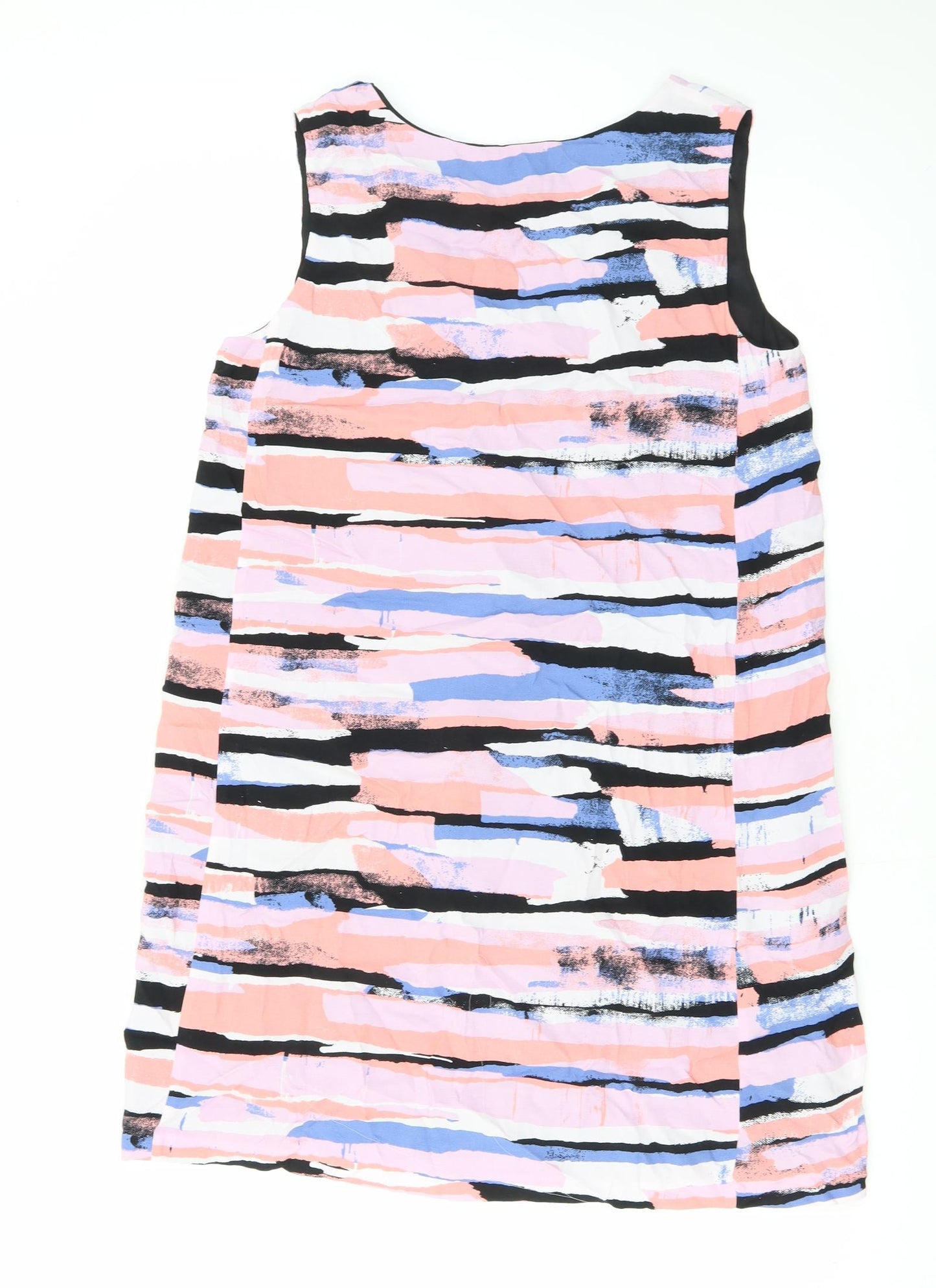 Oliver Bonas Womens Pink Geometric Viscose Tank Dress Size 10 V-Neck Pullover