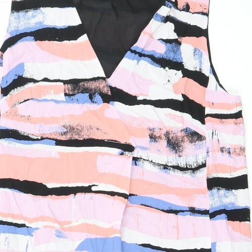Oliver Bonas Womens Pink Geometric Viscose Tank Dress Size 10 V-Neck Pullover