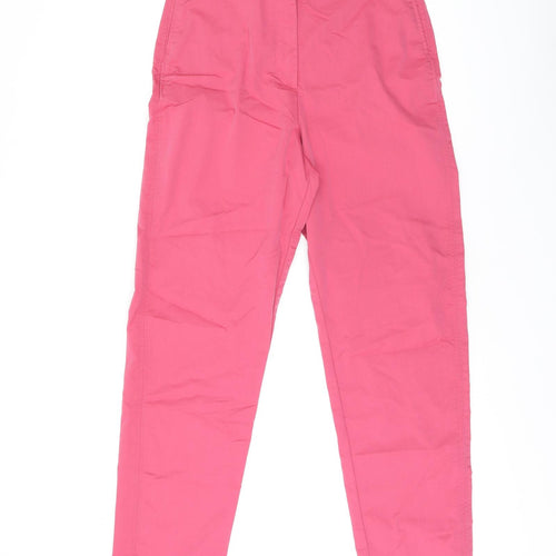 Marks and Spencer Womens Pink Cotton Chino Trousers Size 8 L29 in Regular Zip