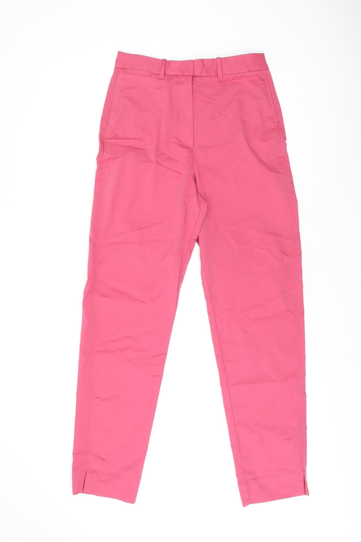 Marks and Spencer Womens Pink Cotton Chino Trousers Size 8 L29 in Regular Zip