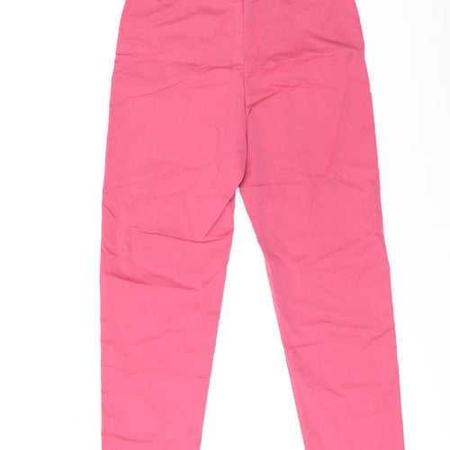 Marks and Spencer Womens Pink Cotton Chino Trousers Size 8 L29 in Regular Zip