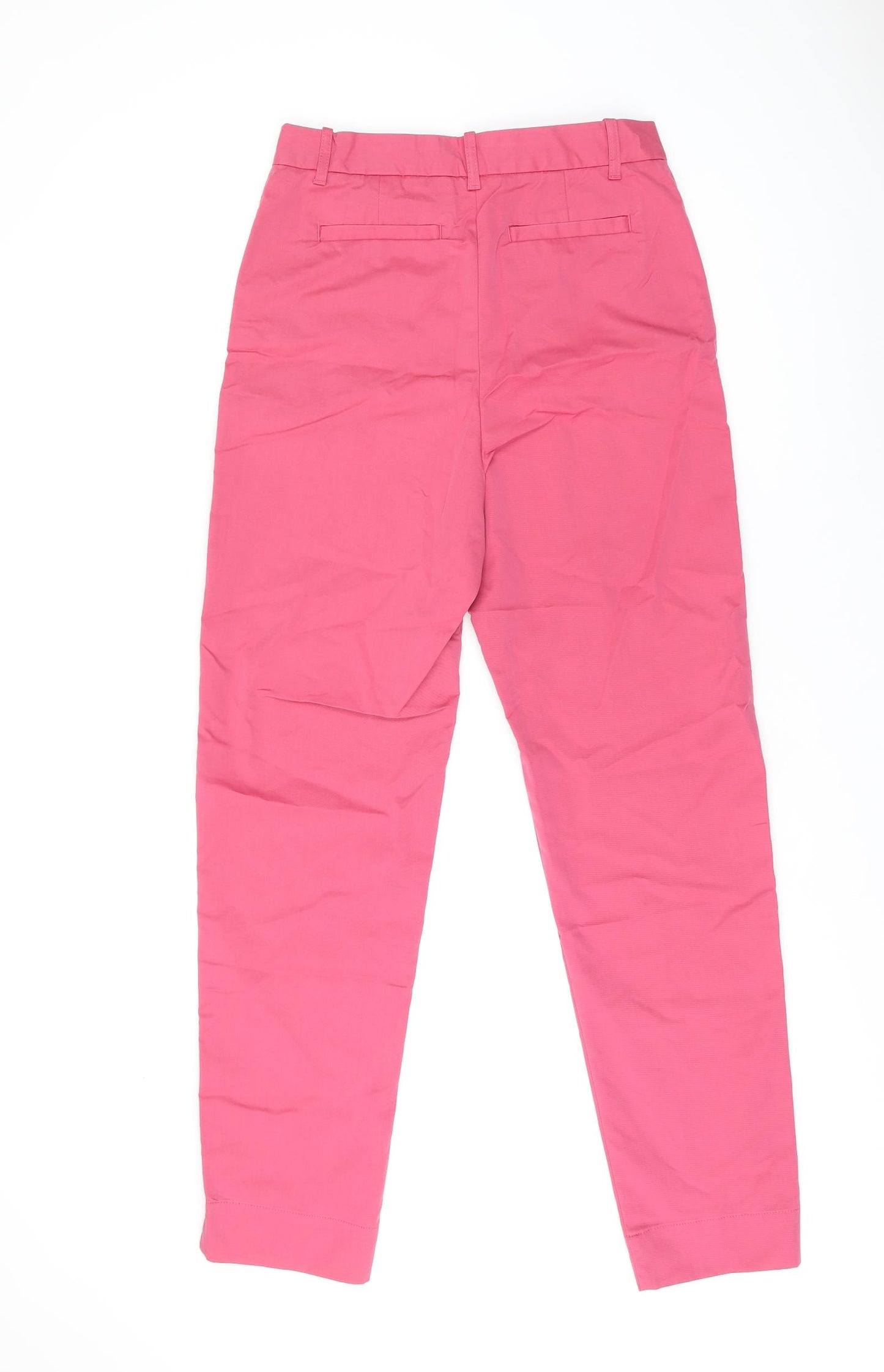 Marks and Spencer Womens Pink Cotton Chino Trousers Size 8 L29 in Regular Zip