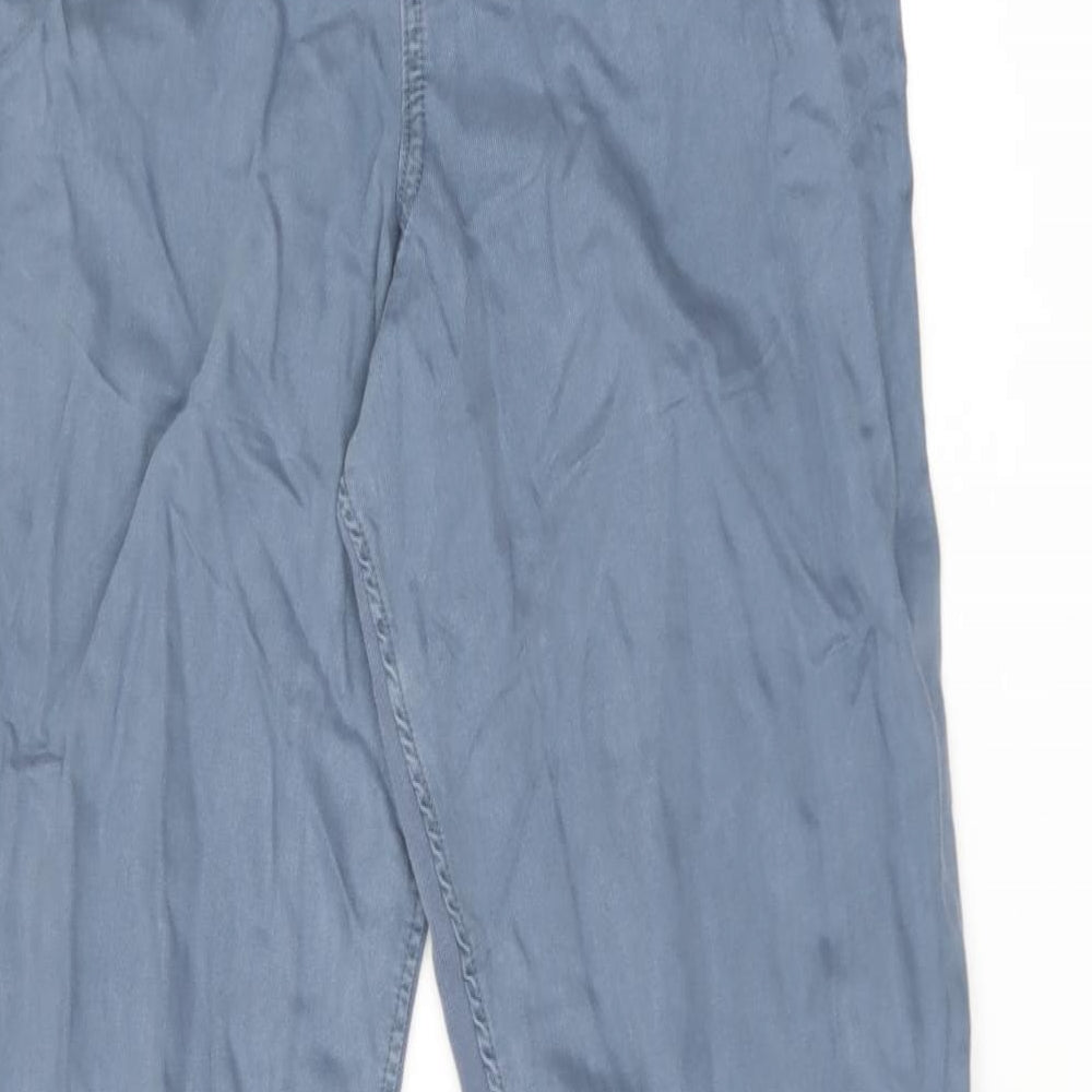 Marks and Spencer Womens Blue Lyocell Trousers Size 8 L30.5 in Regular Drawstring