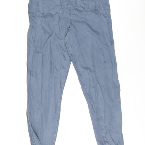 Marks and Spencer Womens Blue Lyocell Trousers Size 14 L30.5 in Regular Drawstring